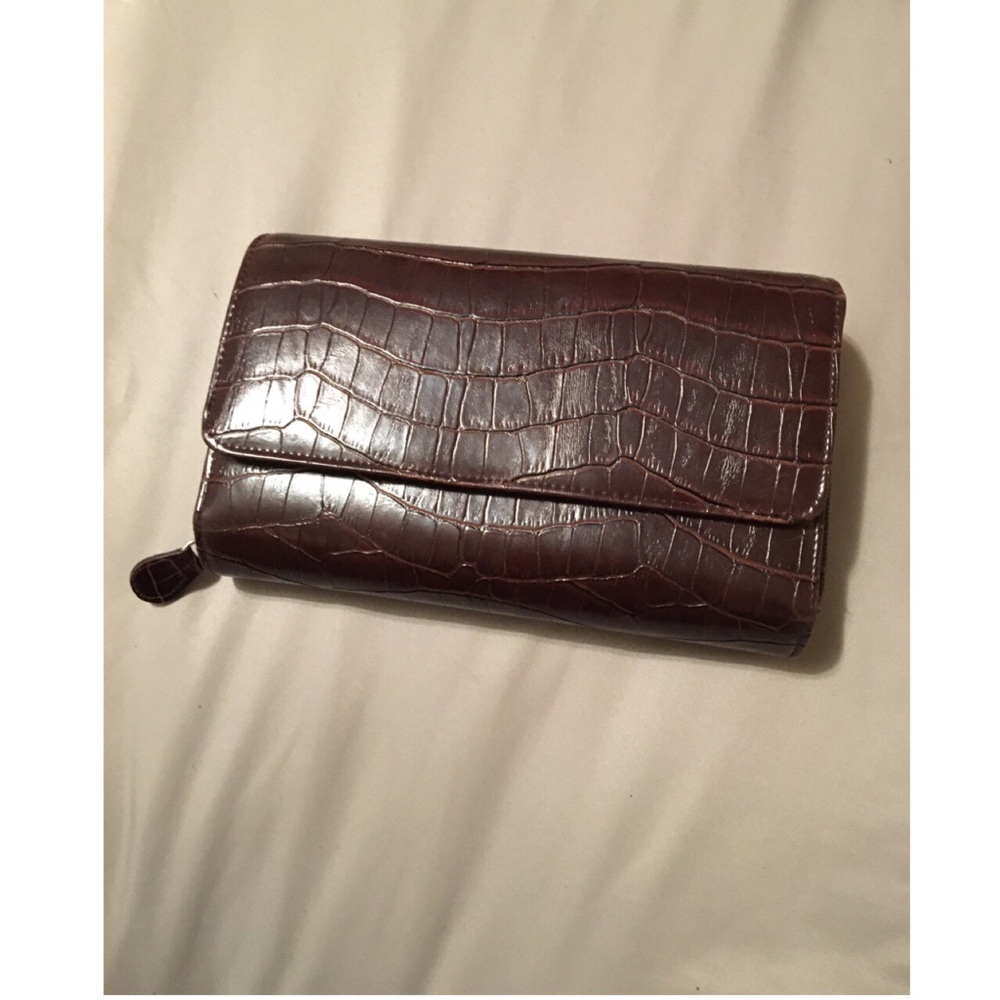 Burgundy Large Faux Leather Wallet